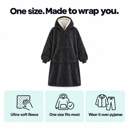 Blanky Hoodie one size fits most, ultra-soft fleece, wear it over pyjamas