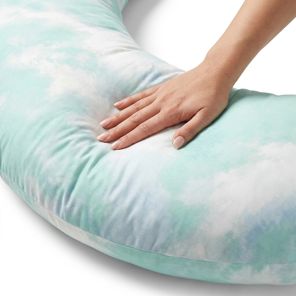 Hand pressing into the plush Cloud Pillow™ to show its soft fill