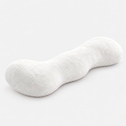 Cozy Curve Pillow, long curved white sherpa plush body pillow