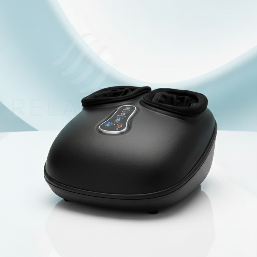 Feet Massager™ by The Snuggles, black electric foot massager with control panel