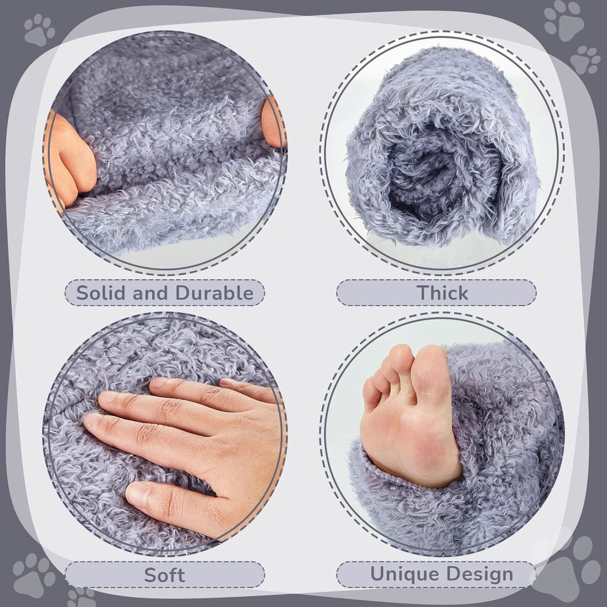 Close-up of Fuzzy Socks™ plush texture: durable, thick, soft design