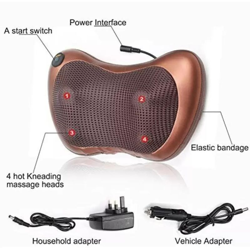 Neck & Back Massager parts: 4 kneading heads, home and car adapters