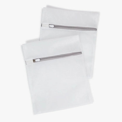 Two white zip mesh Washing Silk Bags by The Snuggles